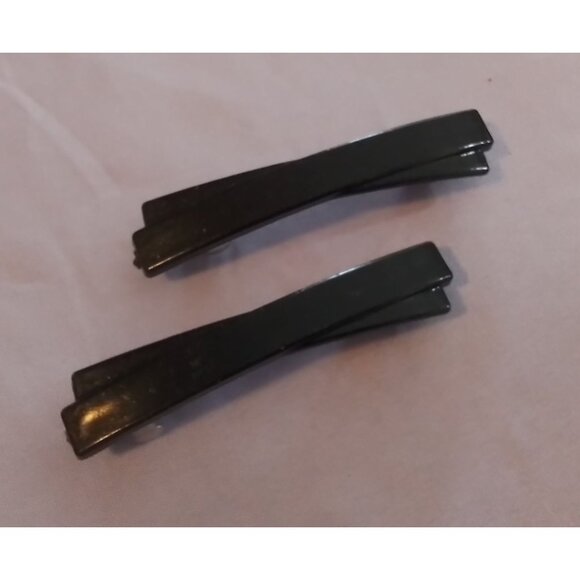 Vintage Black Hair Barrettes Set Of 2 - Classic Design - Picture 1 of 4